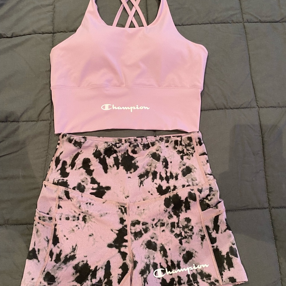 Champion sports bra and shorts set